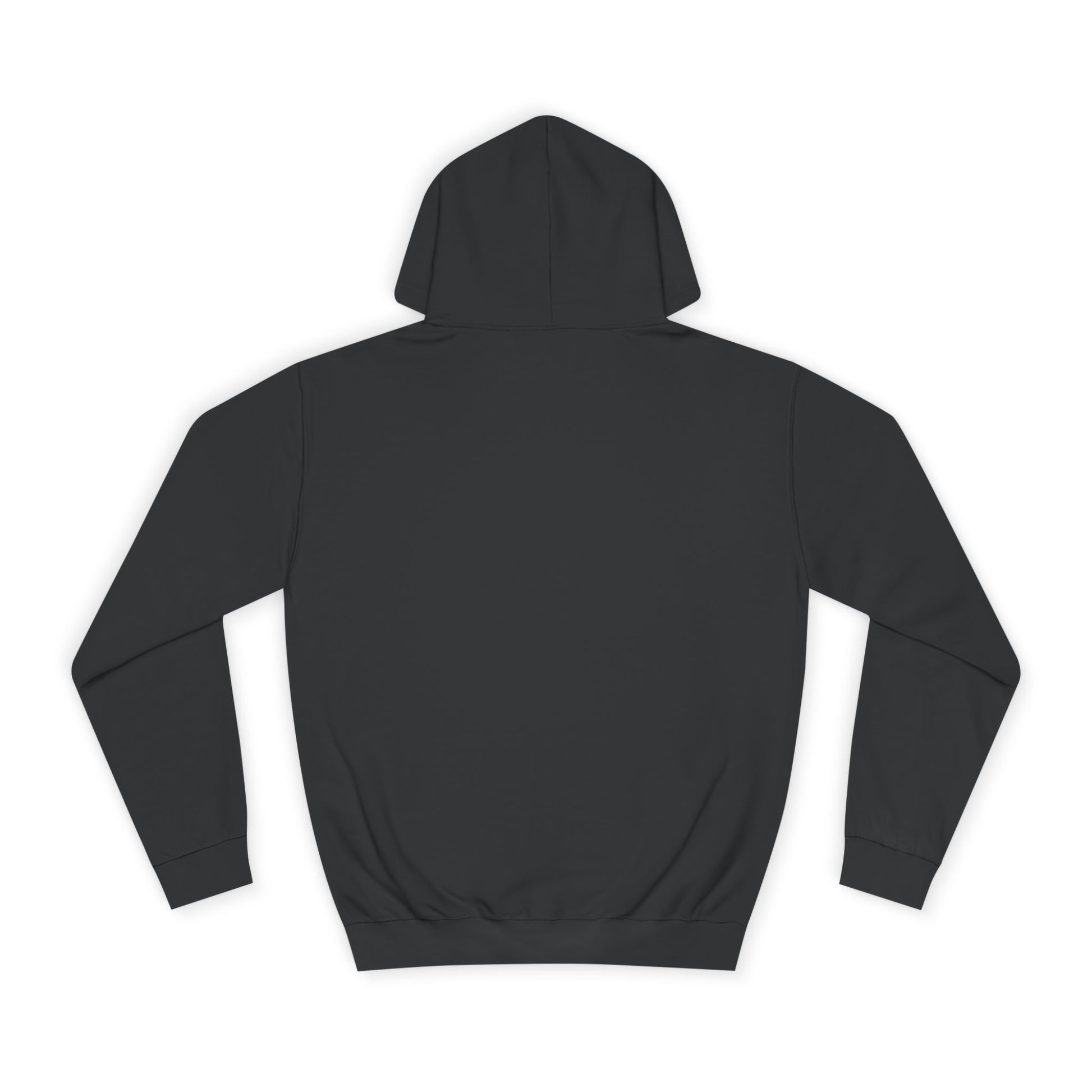(Charcoal)Black hoodie shown from the back on a white background