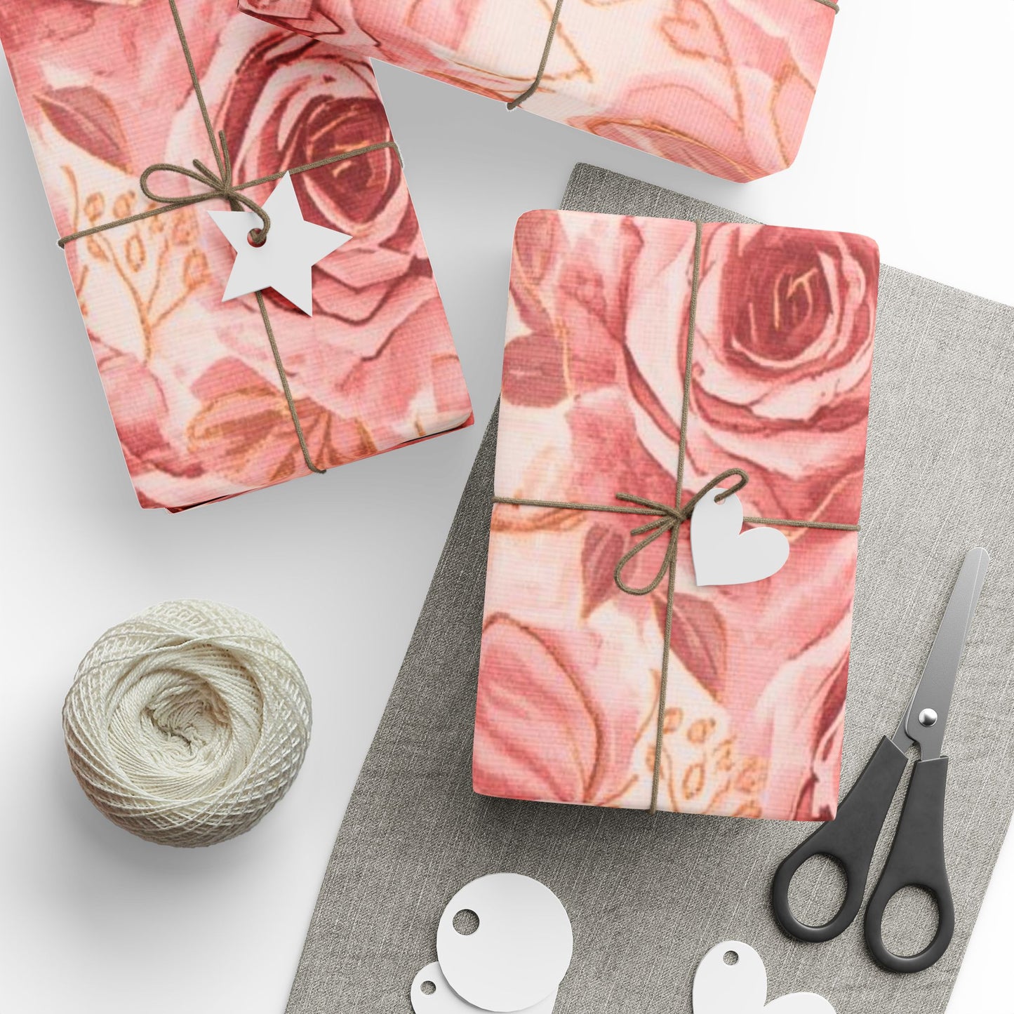 Floral Rose Wrapping Paper Roll — Vintage Pink Roses Gift Wrap for Weddings & Mother’s Day