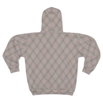 Unisex zip hoodie featuring diamond cut-inspired straight-line design in minimalist style.

