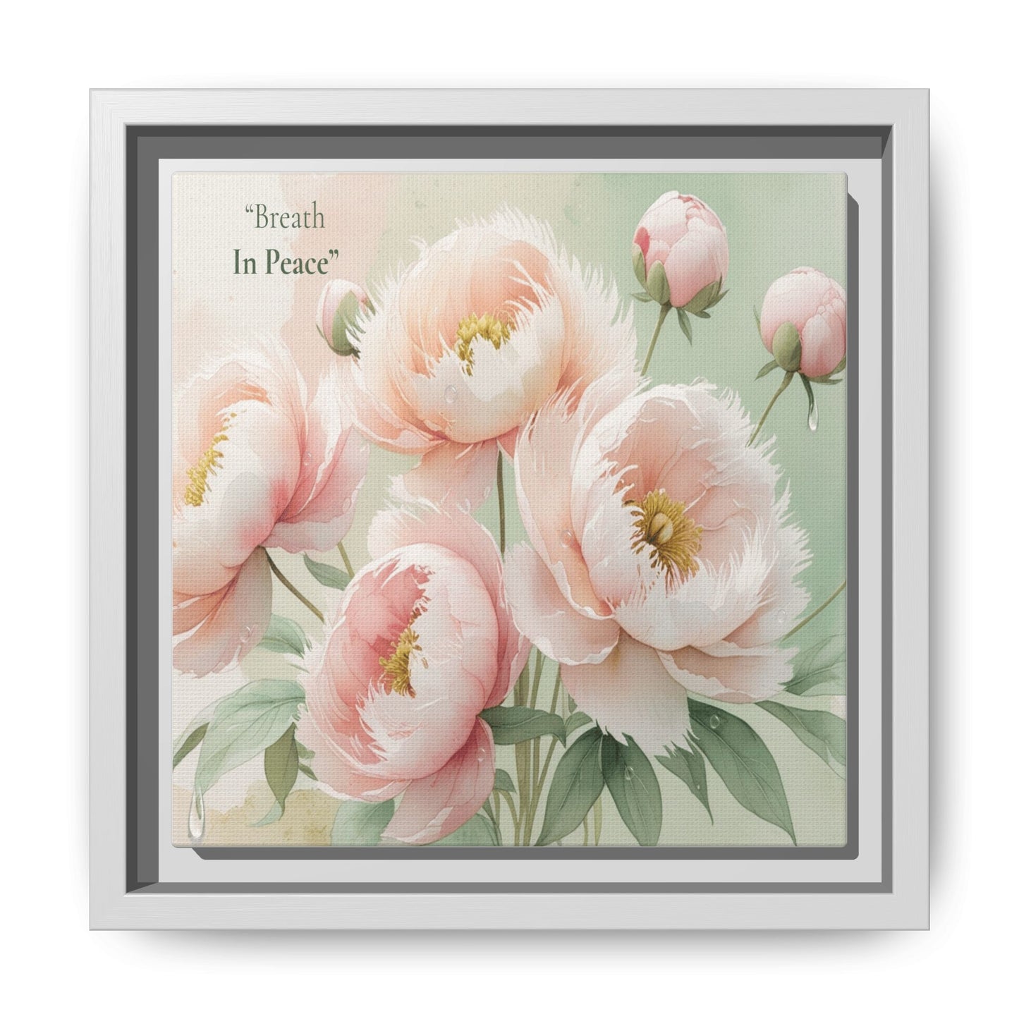 soft bloom pink flowers framed matte canvas. the delicate floral artwork bring fresh and soothing aesthetic