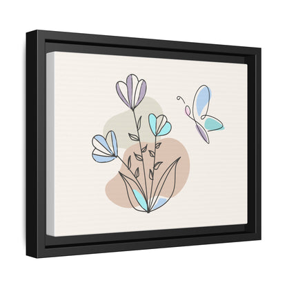 Framed artwork with abstract floral design on a beige background
