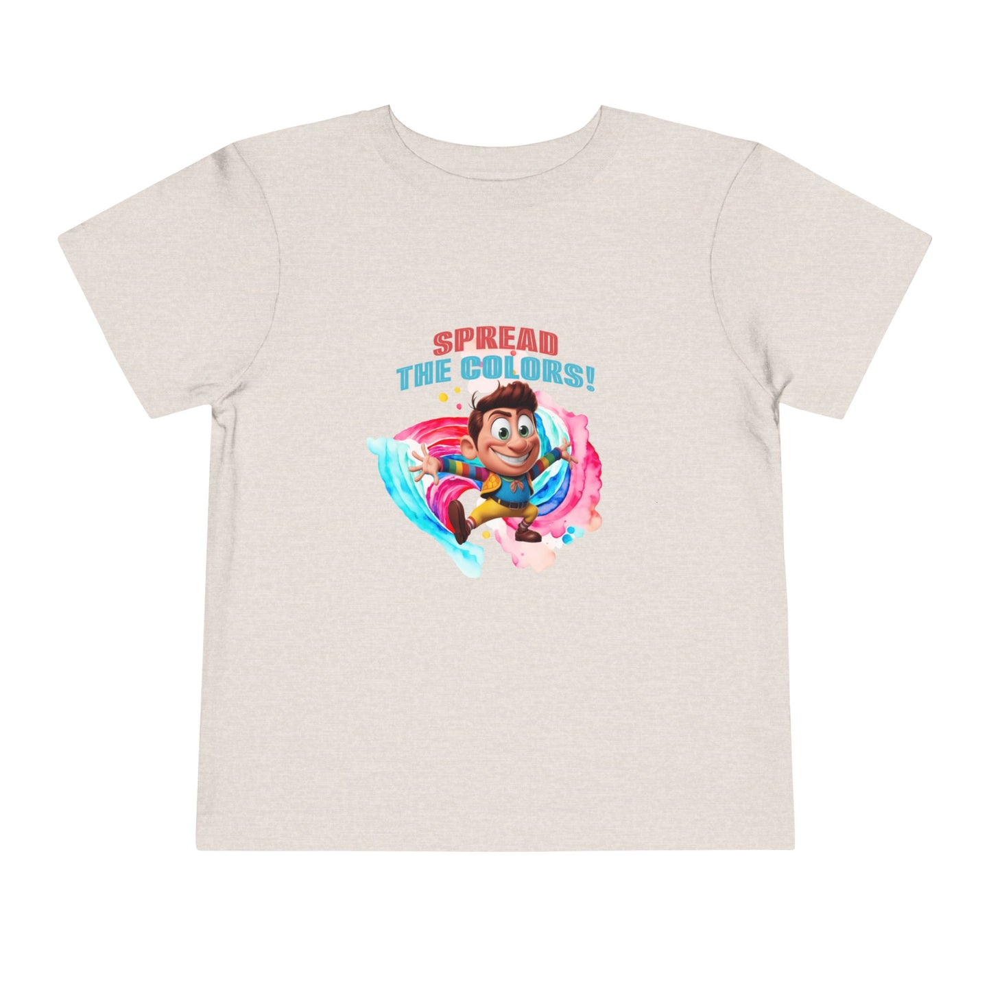 "Spread the Colors! Vibrant Cartoon Toddler Short Sleeve Tee-shirt for Kids & Youth"