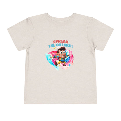 "Spread the Colors! Vibrant Cartoon Toddler Short Sleeve Tee-shirt for Kids & Youth"