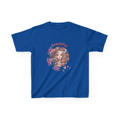 Royal Blue t-shirt with a colorful graphic and 'Beautiful' text on a white background