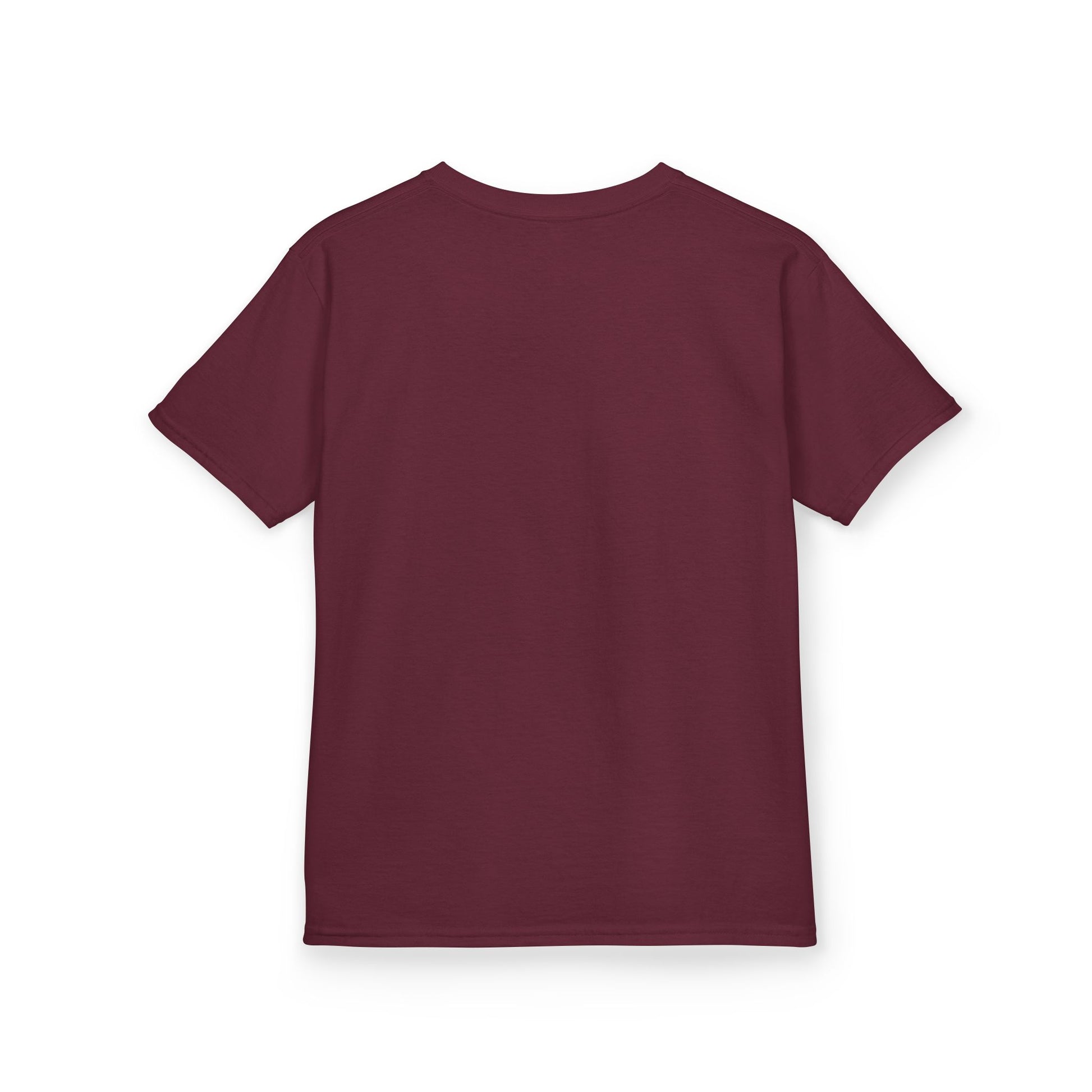 Maroon t-shirt on a white background