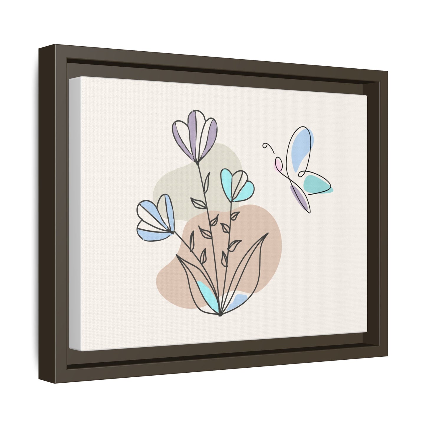 Framed artwork with abstract floral design on a white background