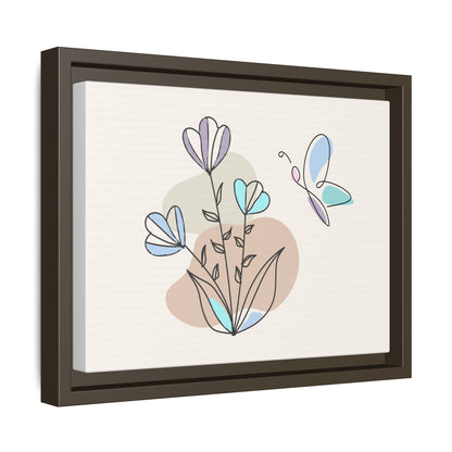 Framed artwork with abstract floral design on a white background