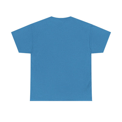 Heather sapphire t-shirt shown from the back on a white background