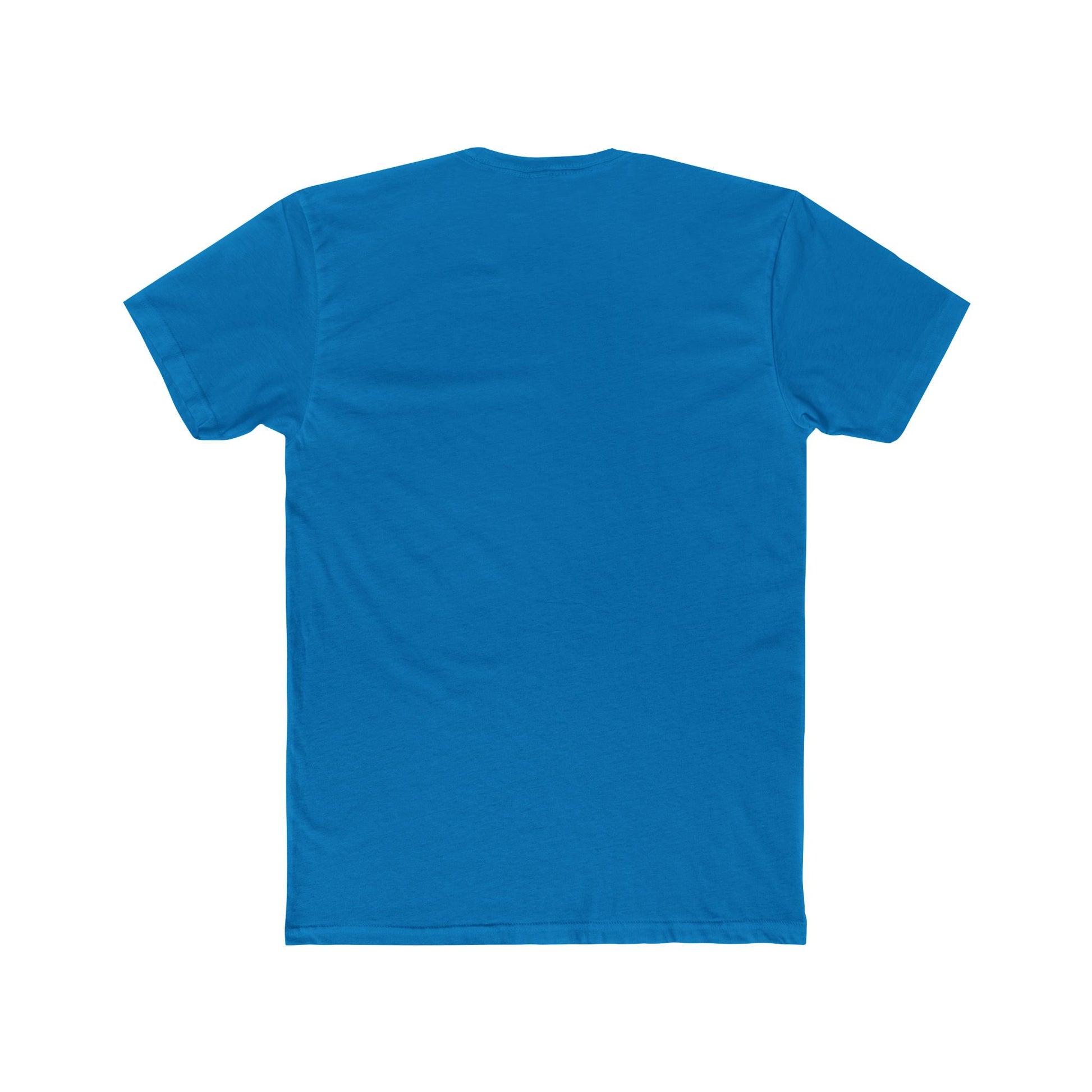 Rear view of solid color unisex cotton tee with no print
