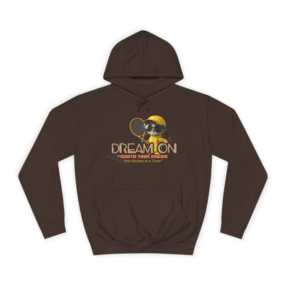 A black unisex hoodie with a graphic print of a bee and the text 'DREAM ON' on the front.
