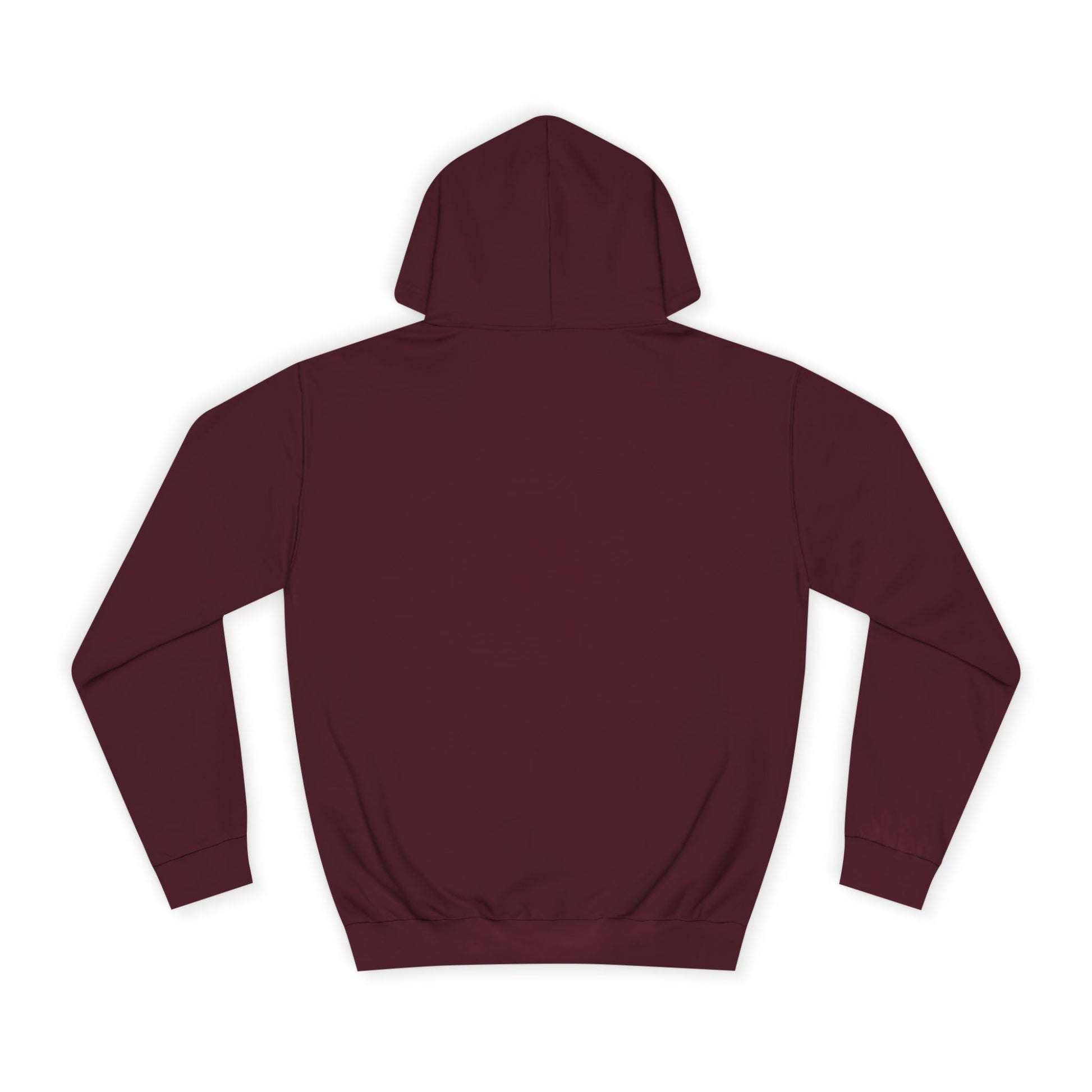 Maroon hoodie shown from the back on a white background.