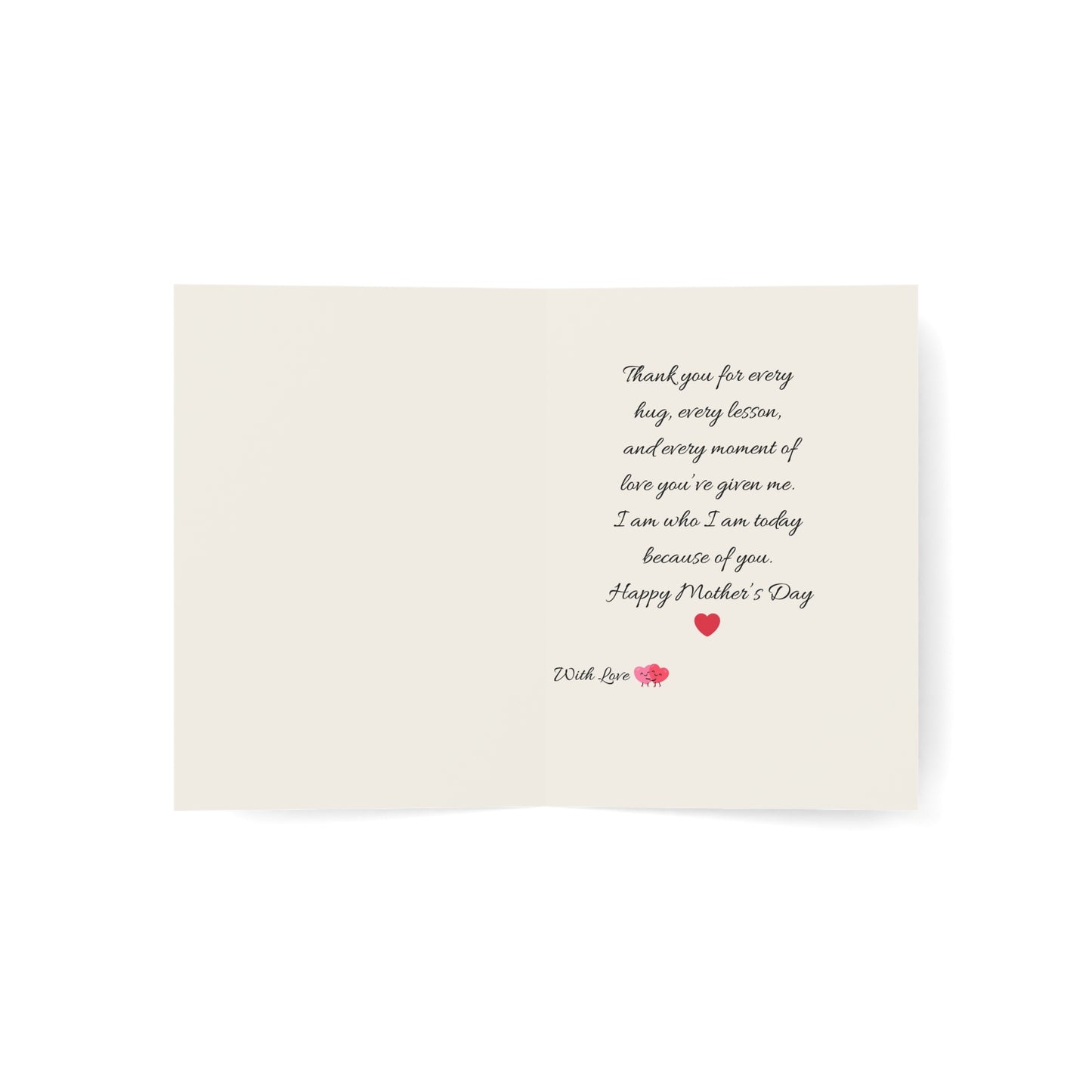 Greeting card with Mother's Day message on a white background