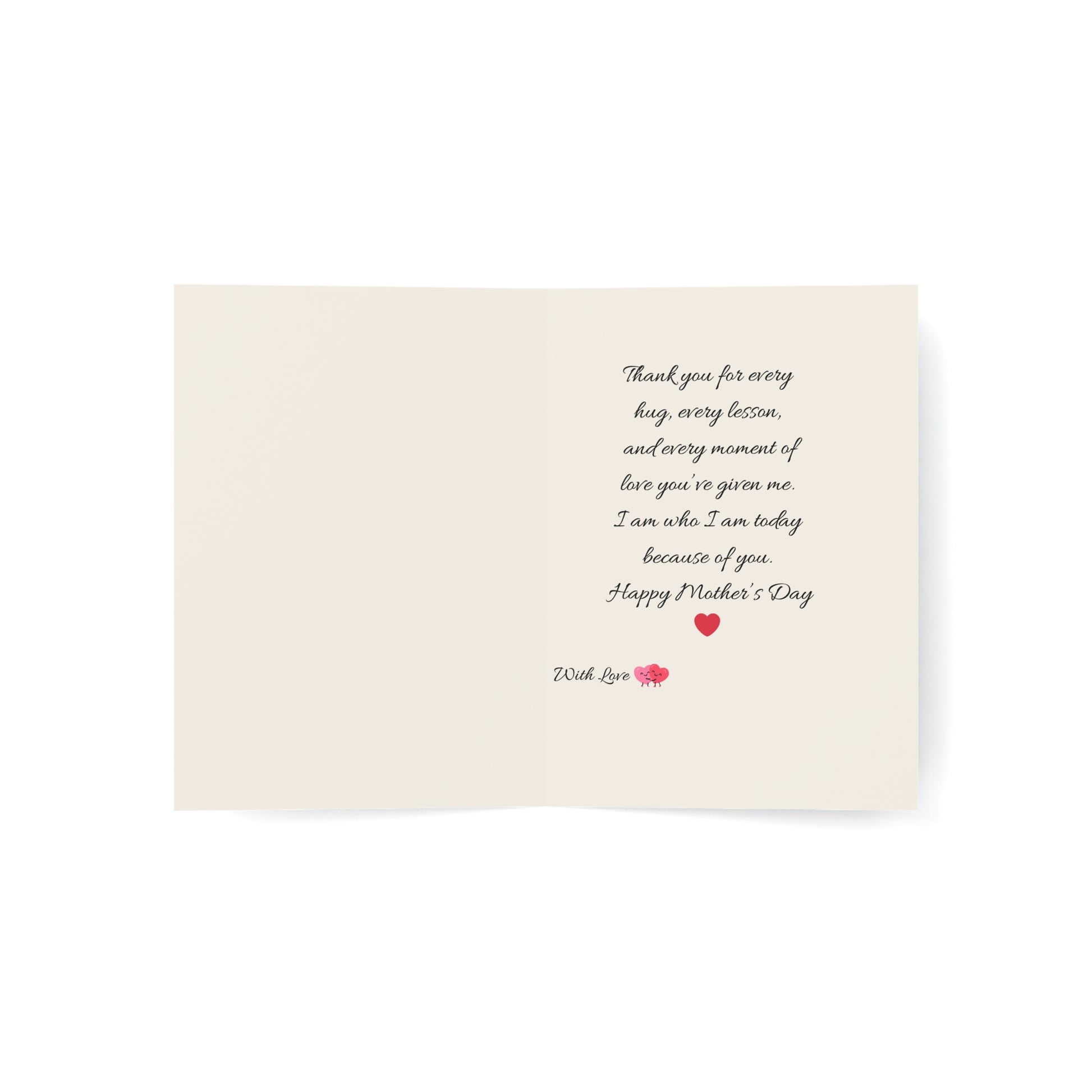 Greeting card with Mother's Day message on a white background