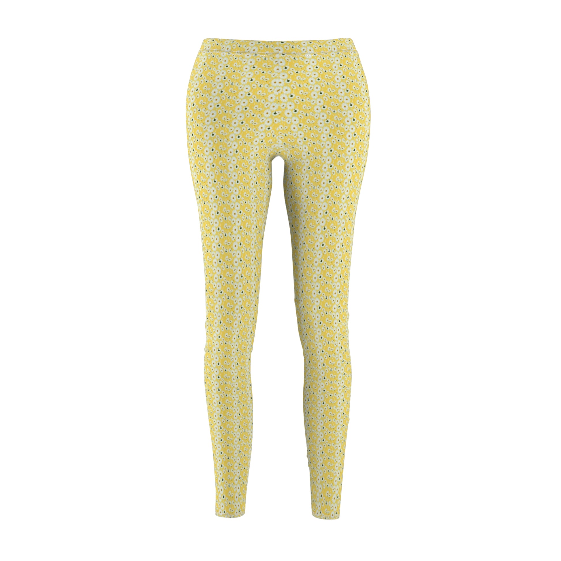 A pair of women's skinny fit leggings with a geometric pattern in vibrant colors.
