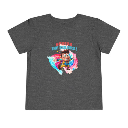 "Spread the Colors! Vibrant Cartoon Toddler Short Sleeve Tee-shirt for Kids & Youth"