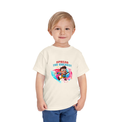 "Spread the Colors! Vibrant Cartoon Toddler Short Sleeve Tee-shirt for Kids & Youth"