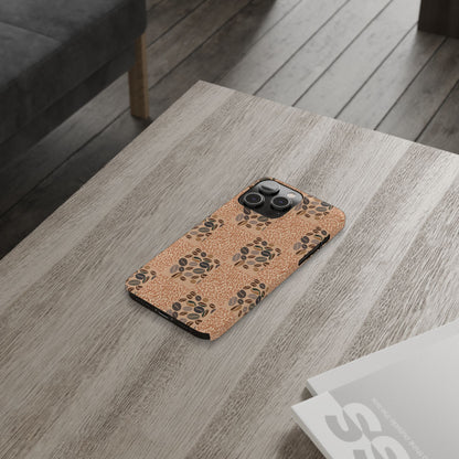 Phone case with floral pattern on wooden table