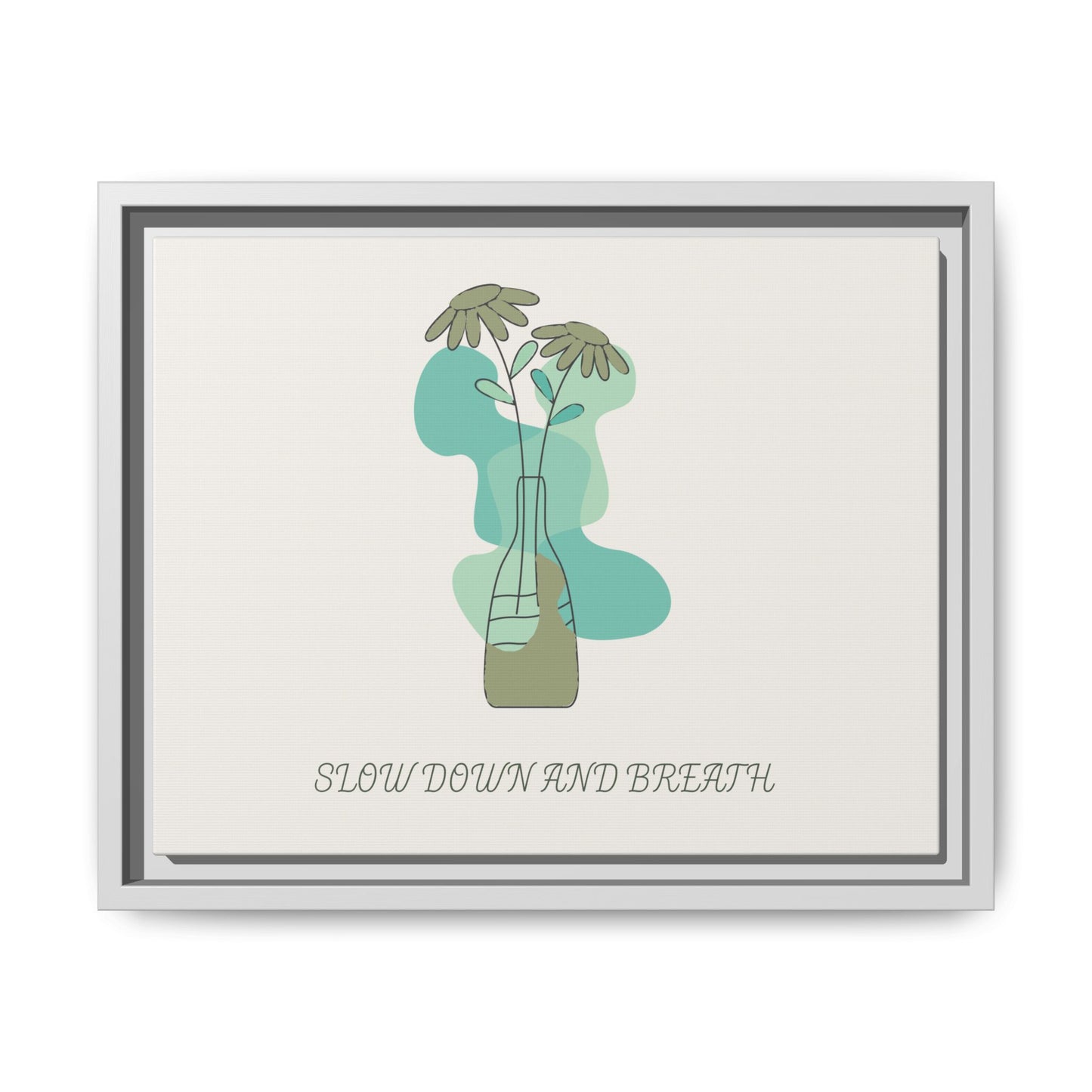 "Slow Down and Breathe" Minimal Botanical Wall Art