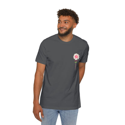 A short sleeve unisex jersey t-shirt featuring an graphic design for Labor Day, displayed as a clean product mockup.