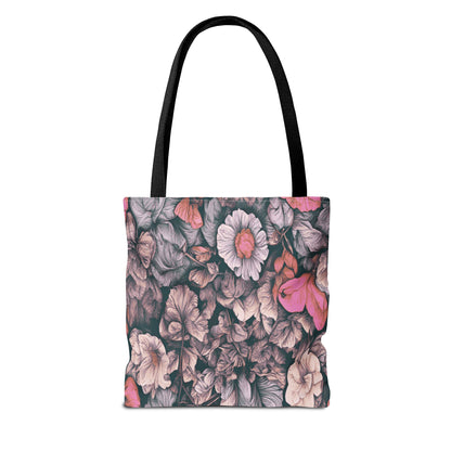 Tote bag with floral pattern on a white background