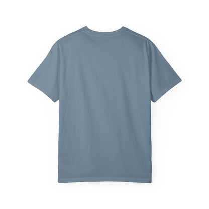 Back side of plain garment-dyed t-shirt