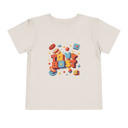 Colorful Throwback Kid graphic on t-shirt inspired by 90s toys and primary color retro
