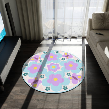 Floral Round Rug – Elegant Botanical Print for Cozy Spaces