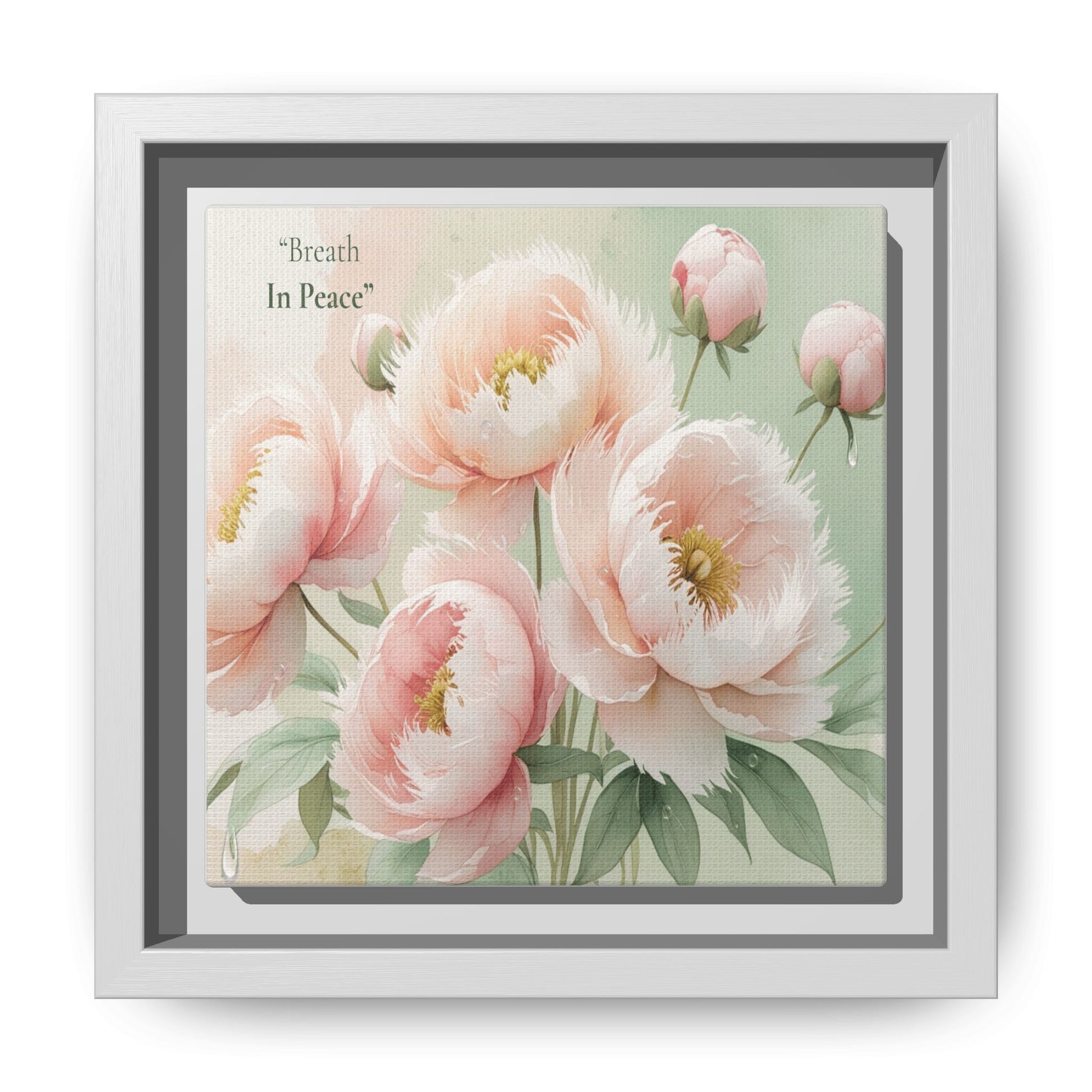 soft bloom pink flowers framed matte canvas. the delicate floral artwork bring fresh and soothing aesthetic