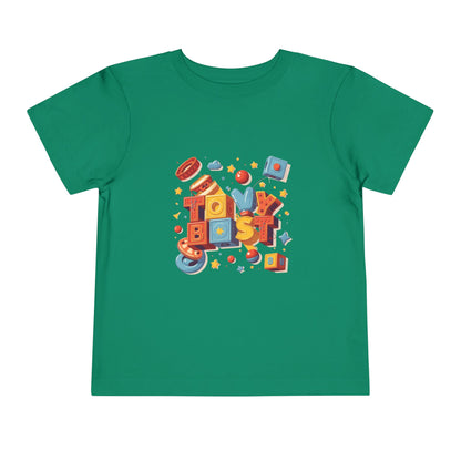 Colorful Throwback Kid graphic on t-shirt inspired by 90s toys and primary color retro
