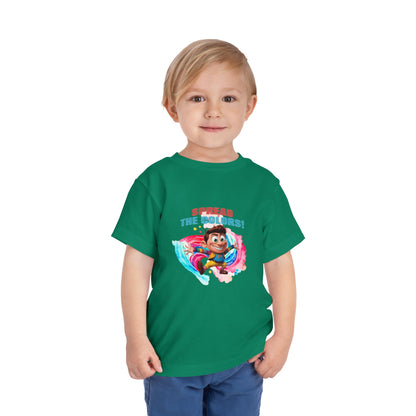 "Spread the Colors! Vibrant Cartoon Toddler Short Sleeve Tee-shirt for Kids & Youth"