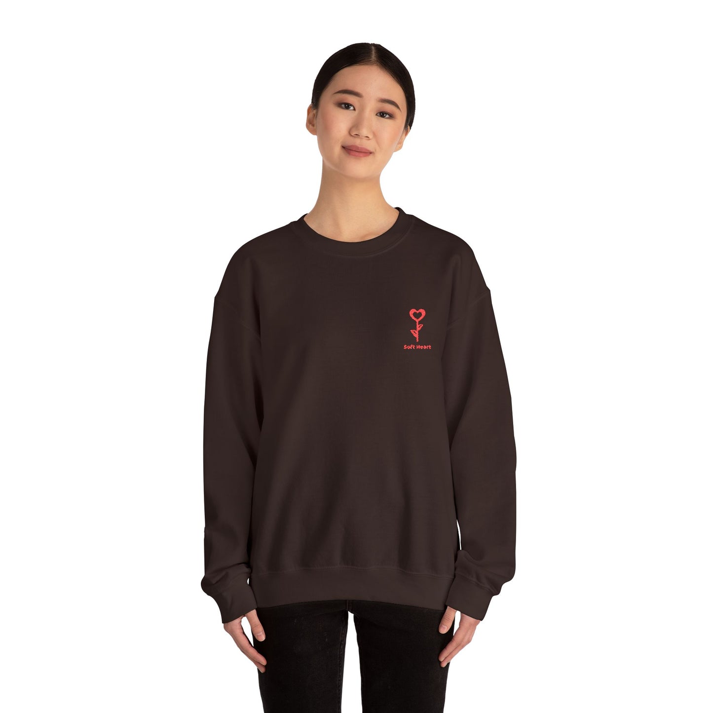 Unisex Crewneck Sweatshirt with “Soft Heart” Embroidery – Premium Minimal Heart Design