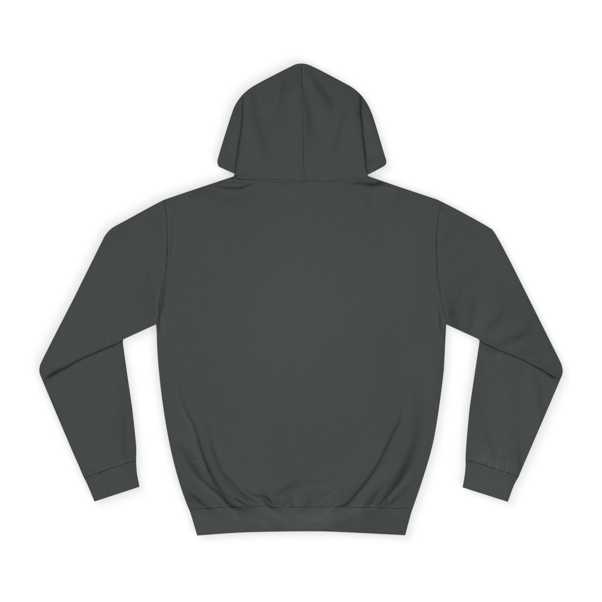Dark gray hoodie shown from the back on a white background.
