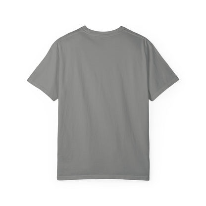 Back side of plain garment-dyed t-shirt