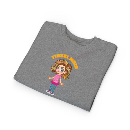 Folded gray sweatshirt with a cartoon character and text on a white background