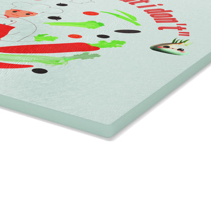 Colorful illustration of a chef surrounded by vegetables with text on a light green background