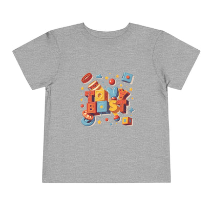 Colorful Throwback Kid graphic on t-shirt inspired by 90s toys and primary color retro