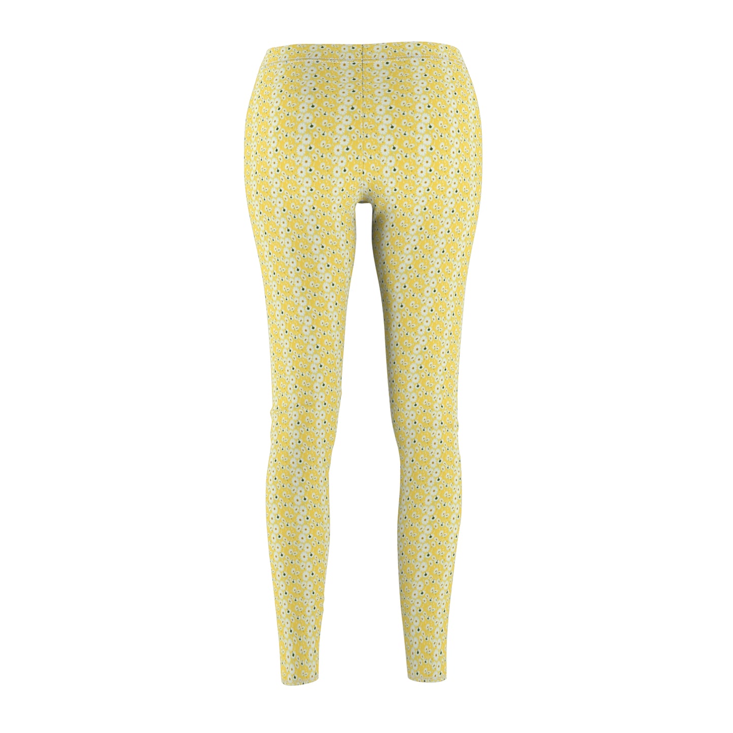 Yellow patterned leggings on a white background