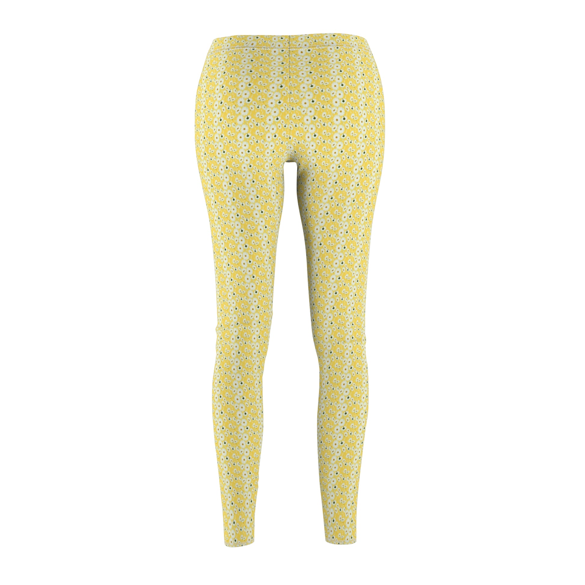 Yellow patterned leggings on a white background