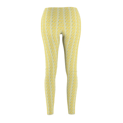 Yellow patterned leggings on a white background