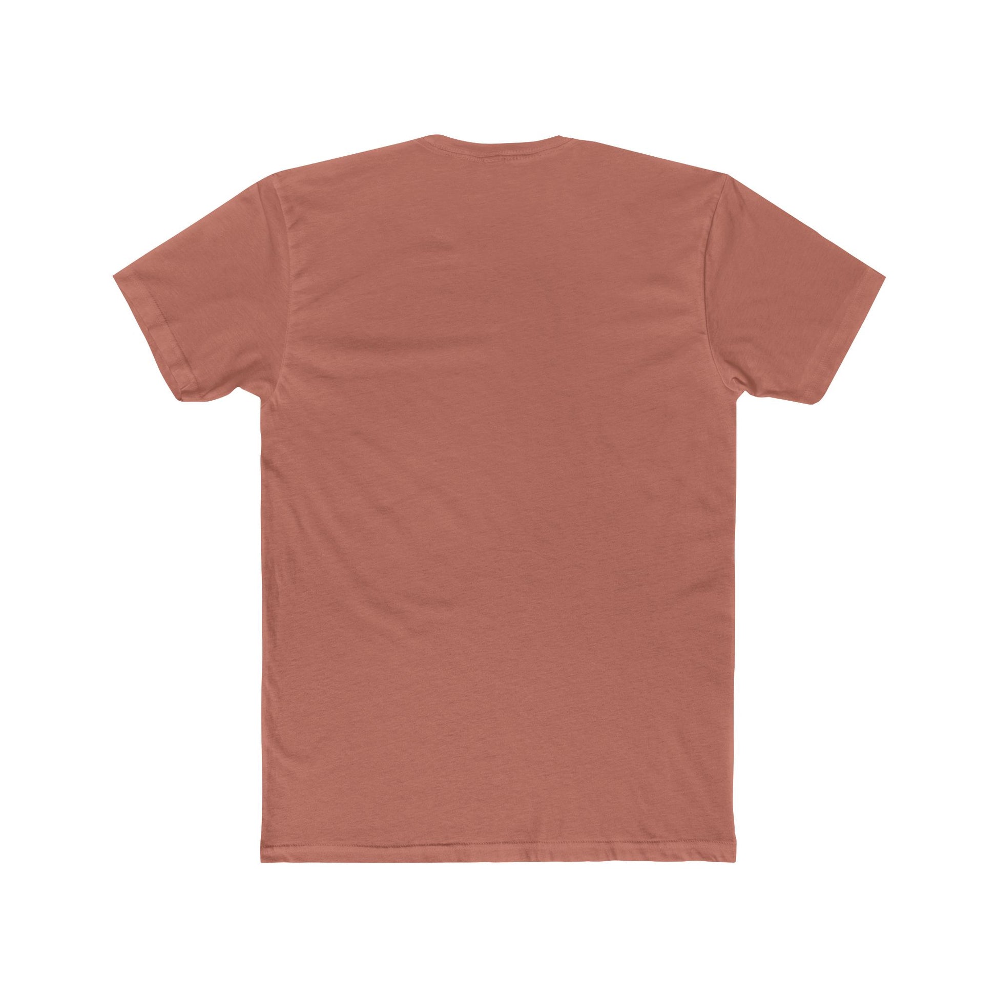 Rear view of solid color unisex cotton tee with no print
