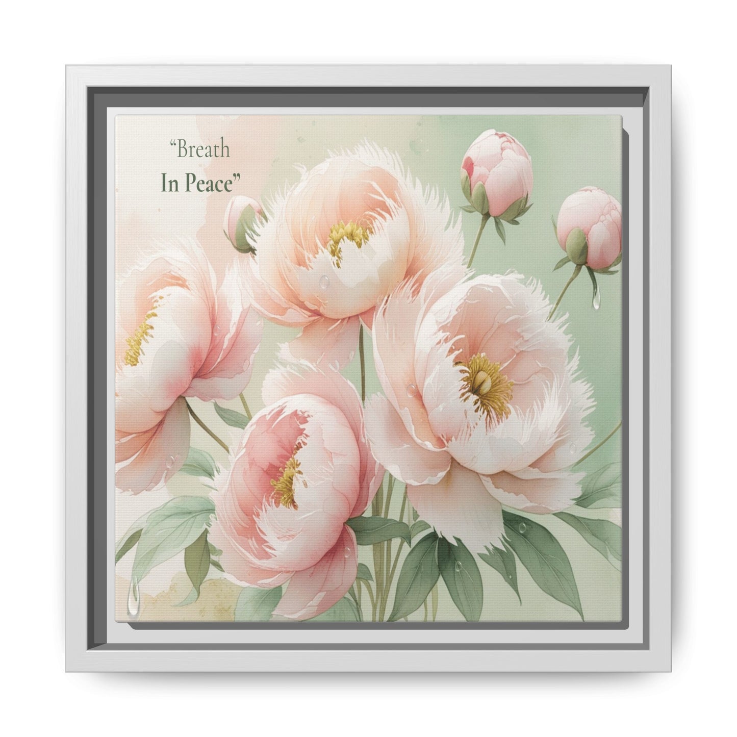 soft bloom pink flowers framed matte canvas. the delicate floral artwork bring fresh and soothing aesthetic