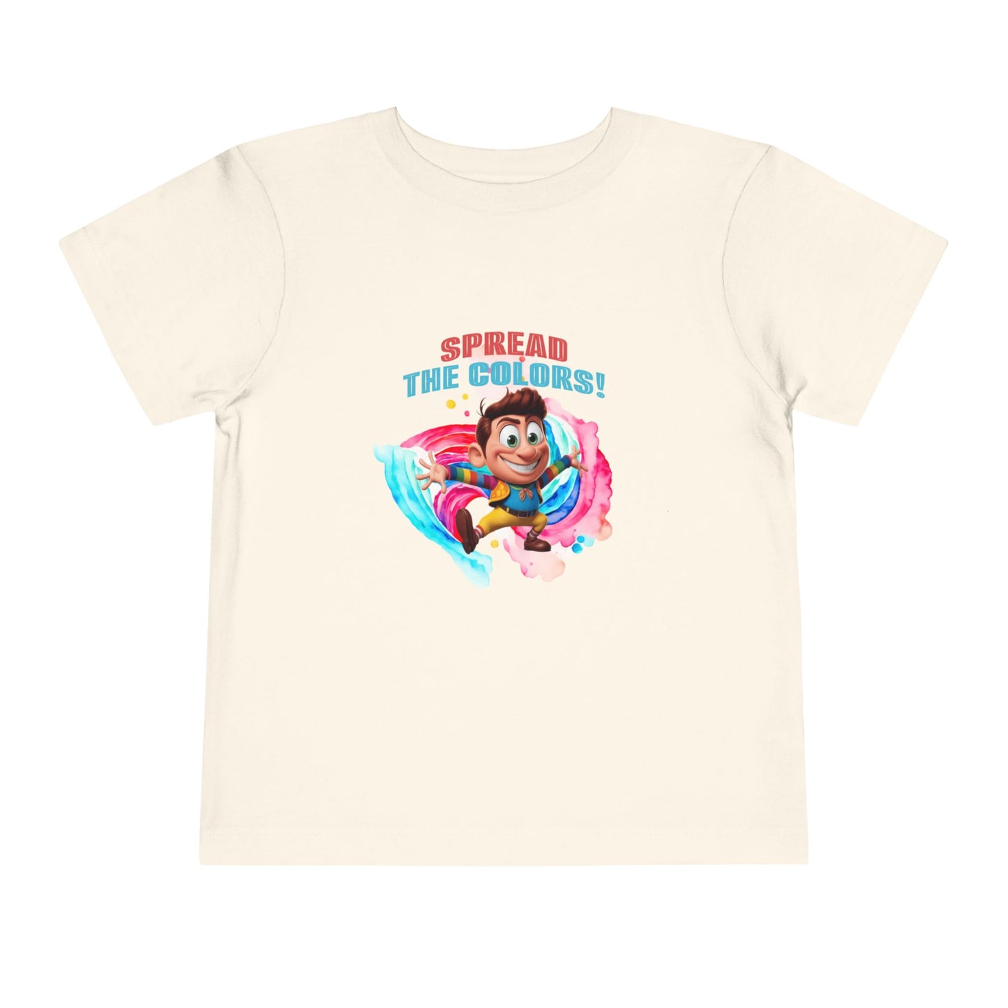 "Spread the Colors! Vibrant Cartoon Toddler Short Sleeve Tee-shirt for Kids & Youth"