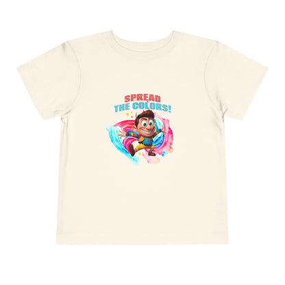 "Spread the Colors! Vibrant Cartoon Toddler Short Sleeve Tee-shirt for Kids & Youth"