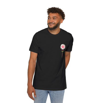 A short sleeve unisex jersey t-shirt featuring an graphic design for Labor Day, displayed as a clean product mockup.