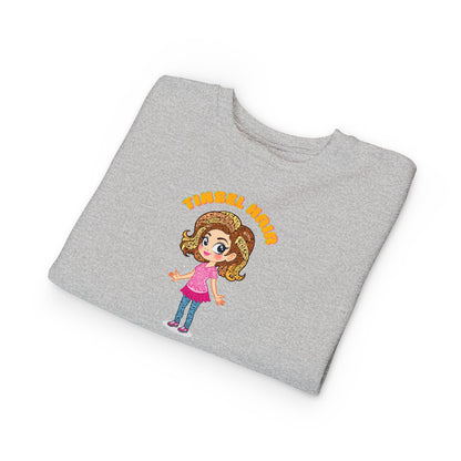 Folded gray t-shirt with cartoon character and text on a white background