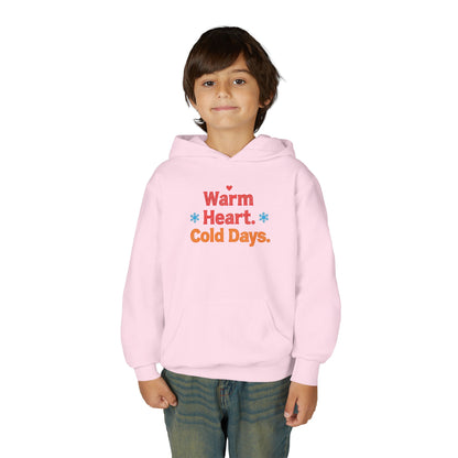 Child wearing a pink hoodie with text on a white background