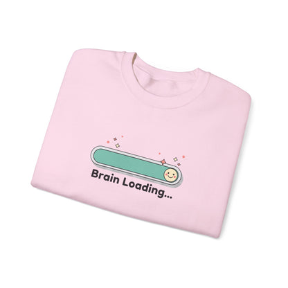 Pink t-shirt with 'Brain Loading...' graphic on a white background