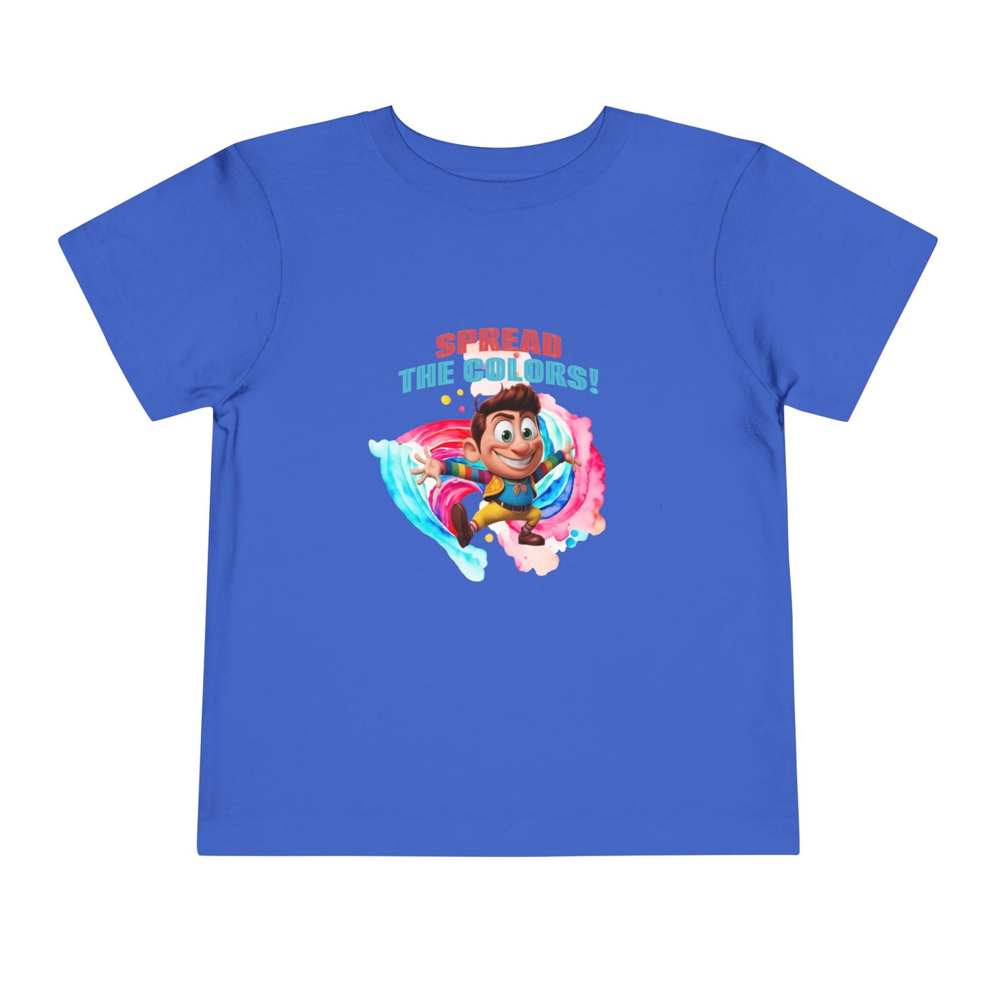 "Spread the Colors! Vibrant Cartoon Toddler Short Sleeve Tee-shirt for Kids & Youth"