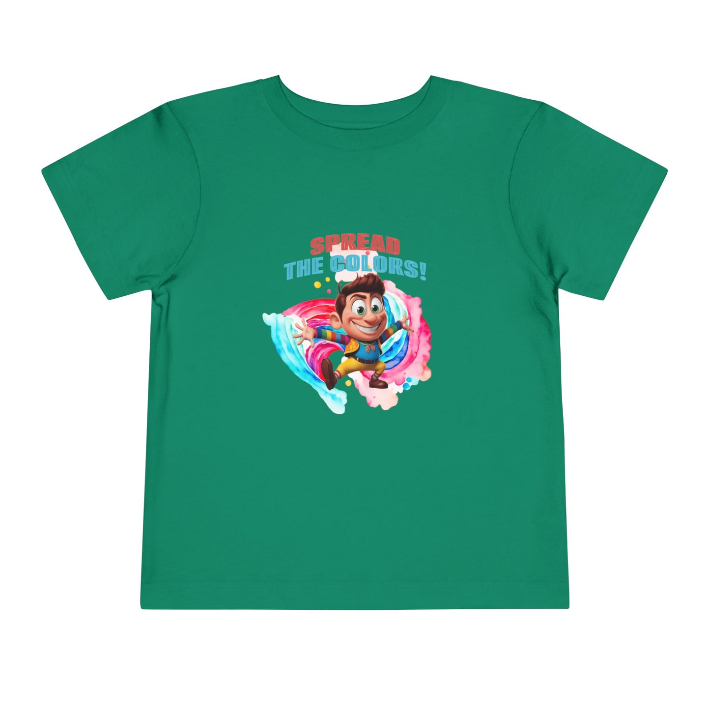 "Spread the Colors! Vibrant Cartoon Toddler Short Sleeve Tee-shirt for Kids & Youth"