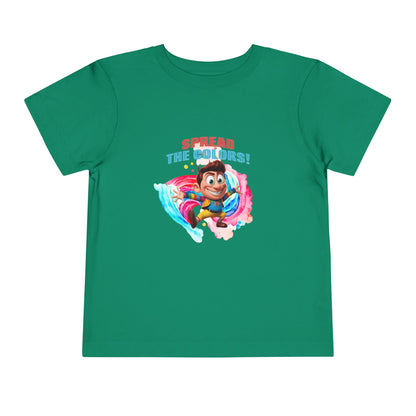 "Spread the Colors! Vibrant Cartoon Toddler Short Sleeve Tee-shirt for Kids & Youth"
